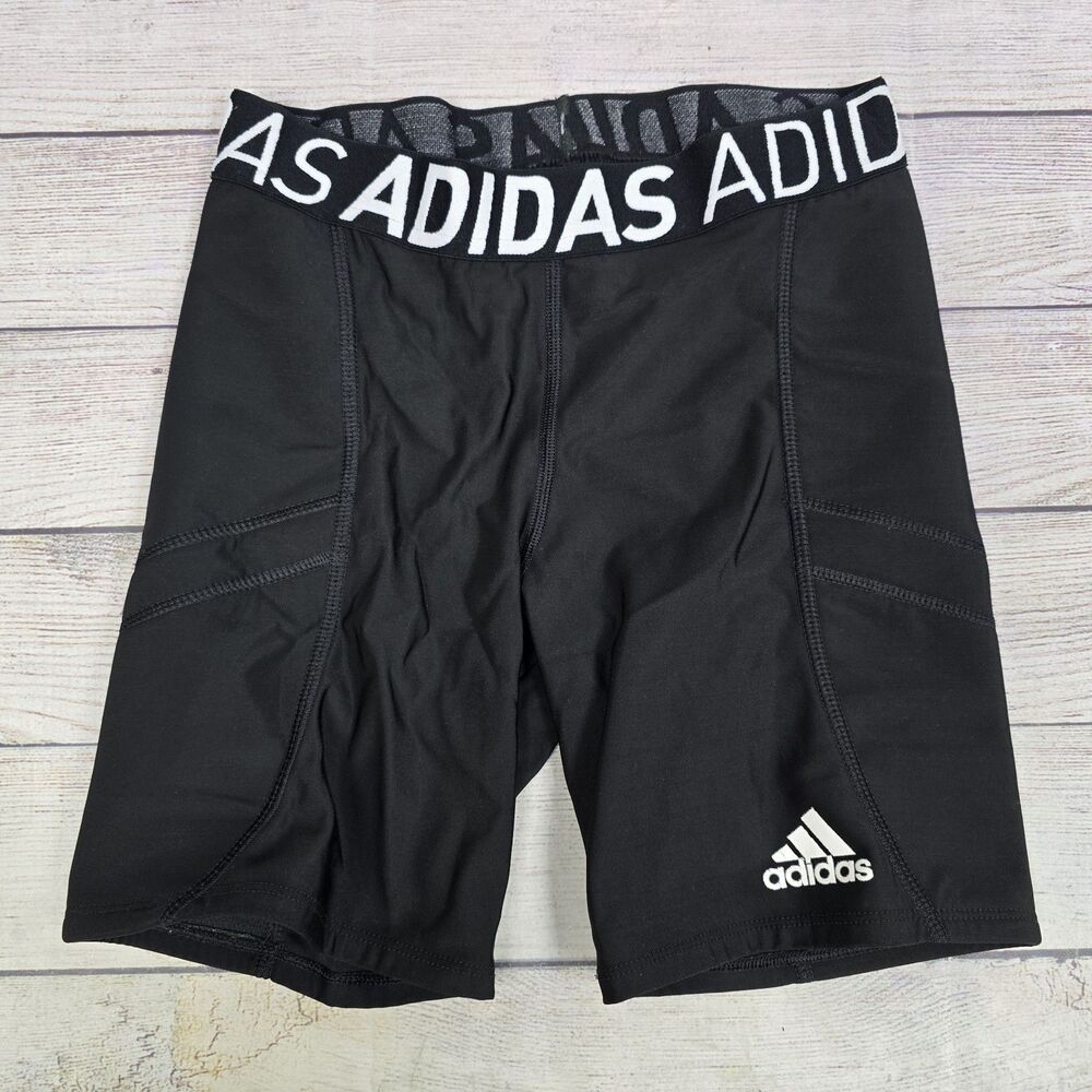 Adidas III Climalite Youth Sz S Black Lightly Padded Compression Athletic Shorts
